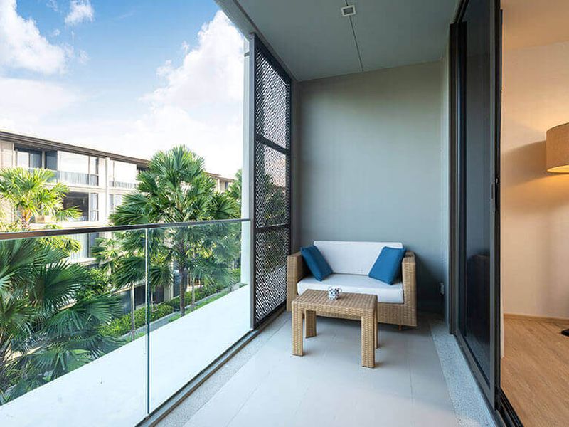 Balcony with seating and green view