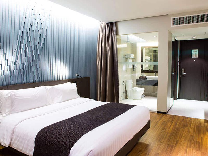 Master bedroom with attached bathroom