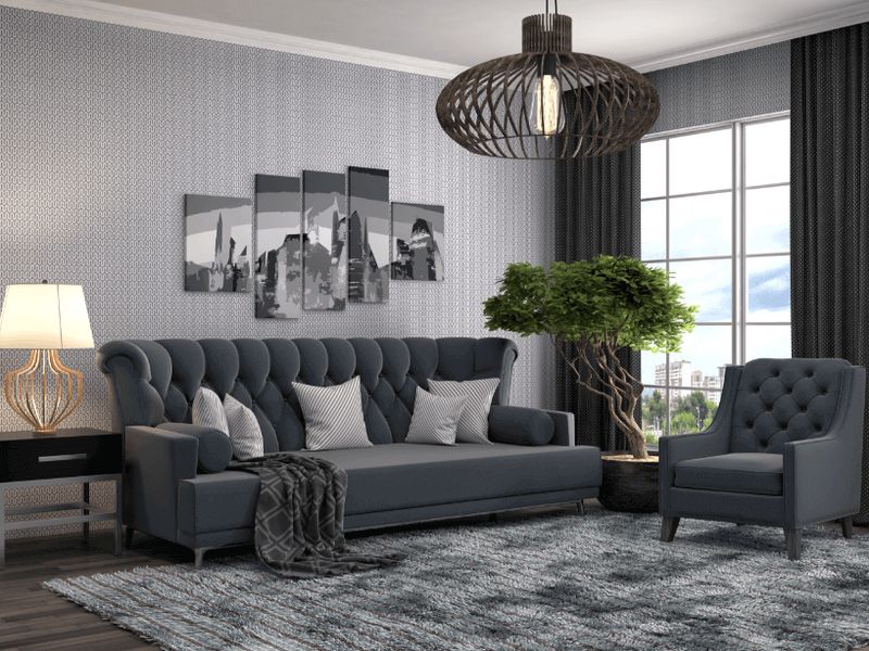 Family lounge with grey sofa set